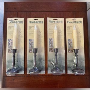 Four Plow & and Hearth Classic Single Window Candles Battery Operated
